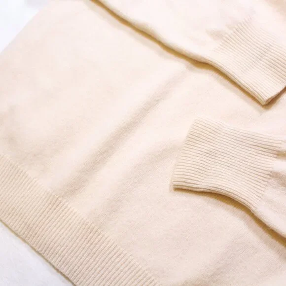 Polo Ralph Lauren Lambswool Knit Sweater Cream Mens L Waist Length